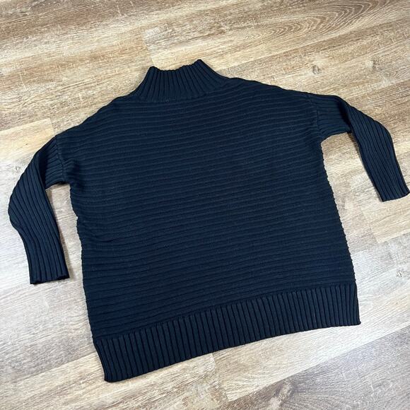 French Connection Mozart Ribbed High Neck Sweater Black Knit Drop Shoulders - Picture 6 of 6